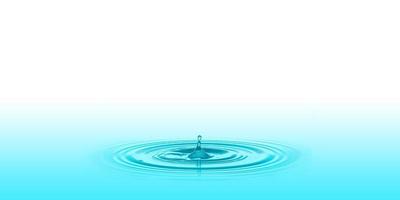 uma gota de água azul na superfície da água, ilustração 3D foto