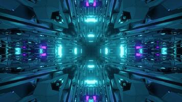 Ilustração 3D do túnel azul futurista foto