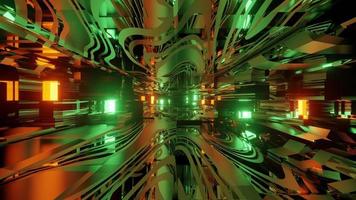 túnel futurista com ilustração 3D espelhada foto