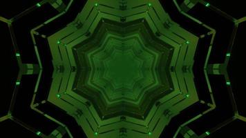 ilustração 3d geométrica de túnel em forma de estrela verde foto