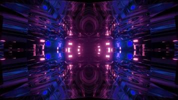 iluminação de néon futurista em ilustração 3d do túnel escuro foto
