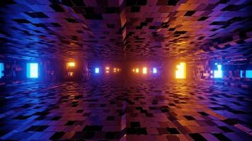 Ilustração 3D de túnel iluminado com paredes de azulejos foto