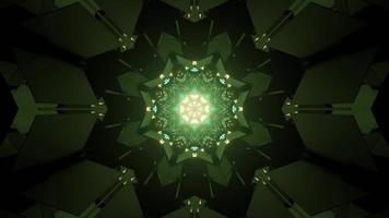 ilustração 3D do fundo do caleidoscópio de néon verde foto