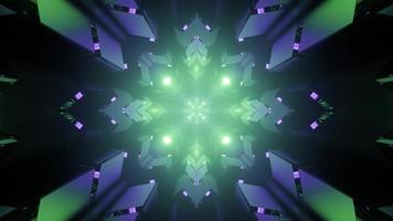 ornamentos geométricos brilhantes formando um padrão luminoso simétrico na ilustração 3D foto
