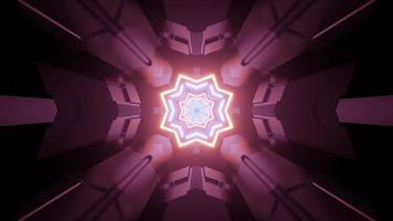 túnel de ficção científica iluminado com ilustração 3D de ornamento de estrela brilhante foto
