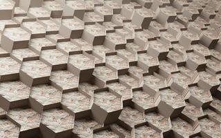 fundo abstrato 3d do conceito do hexágono da textura de madeira foto