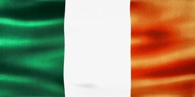 ilustração 3D de uma bandeira da Irlanda - bandeira de tecido ondulado realista foto
