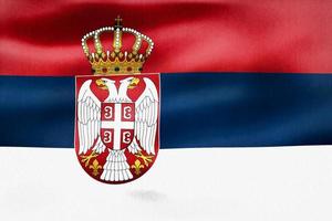ilustração 3D de uma bandeira da sérvia - bandeira de tecido acenando realista foto