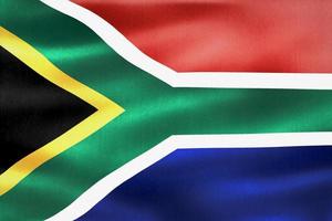 ilustração 3D de uma bandeira da áfrica do sul - bandeira de tecido acenando realista foto
