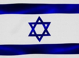 ilustração 3D de uma bandeira de israel - bandeira de tecido acenando realista foto