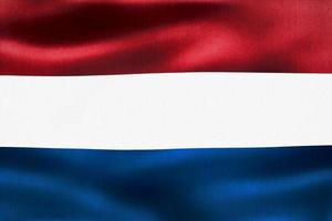 ilustração 3D de uma bandeira da Holanda - bandeira de tecido acenando realista foto