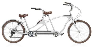 retro estilizado tandem bicicleta isolado em uma branco foto