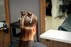 dividido mulheres cabelo dentro Seções foto