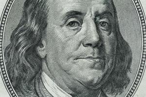 benjamin de franklin retrato em 1 cem dólar conta foto