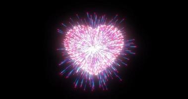 fogos de artifício rosa roxo abstrato fogos de artifício festivos para o dia dos namorados na forma de um coração de partículas brilhantes e linhas de energia mágica. fundo abstrato foto