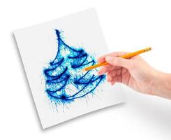 Natal árvore pintura em branco fundo foto