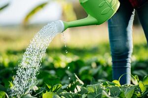 irrigação agrícola feminina em fazenda de vegetais orgânicos foto