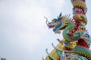 chinês estilo Dragão estátua com azul céu fundo foto