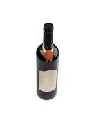 acima Visão do vermelho vinho garrafa isolado em branco fundo foto