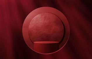 círculo vermelho pódio base em abstrato estúdio quarto vermelho fundo, 3d Renderização, 3d ilustração foto