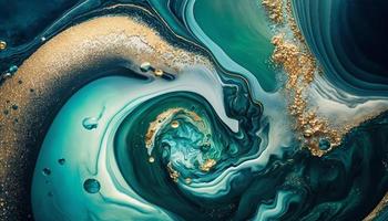 marmorizado azul e ouro oceano arte inspirado de oceano ondas foto