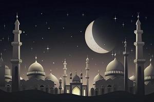 lua eclipse e mesquita para Ramadã kareem foto