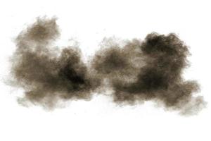 explosão de pó preto em partículas de poeira background.black branco respingo. foto