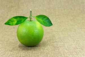 citrino fruta, composição com folhas em Castanho tecido fundo foto