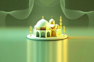 Ramadã kareem 3d mesquita e luminária imagem para social meios de comunicação bandeira Projeto foto