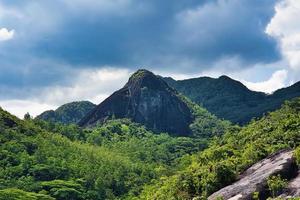 anse principal natureza trilha enorme granito Rocha dentro a floresta, mahe seychelles foto