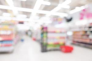 interior desfocado abstrato do supermercado para o fundo foto