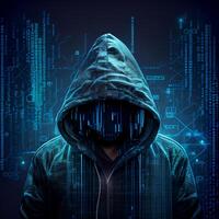 hacker, programador moderno espião, ilegal dados procurar - ai gerado imagem foto