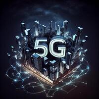 5g sem fio rede, 5g sem fio rede com Alto Rapidez conexão, 3d Projeto - ai gerado imagem foto