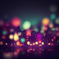 cidade noite panorama bokeh, borrado ilustração, urbano panorama às crepúsculo Tempo - ai gerado imagem foto