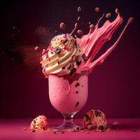 à moda lindo frutado milkshake, chocolate solta salpicos - ai gerado imagem foto