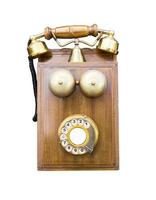 telefone de madeira antigo isolado foto
