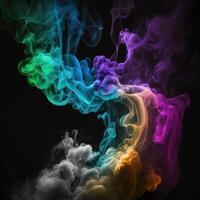 fantasia colori fumaça névoa e nuvens em Preto generativo ai foto