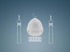 foto construção capacete com mesquita linha forma feliz Ramadã feliz eid conceito.