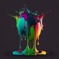 colorida cor água solta explosão cogumelo, gotejamento pintura respingo foto