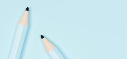 Banner 3D de lápis de madeira azul pastel foto