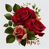 vermelho rosa em branco fundo, floral padronizar - ai gerado imagem foto