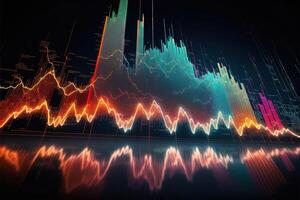 generativo ai, estoque mercado gráfico linhas, financeiro gráfico em tecnologia abstrato fundo representar financeiro crise, financeiro colapso. tecnologia conceito, negociação mercado conceito. foto