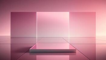 generativo ai, lindo gradiente cena panorama com luz Rosa cor, horizontal papel de parede. abstrato estúdio quarto fundo com pódio foto