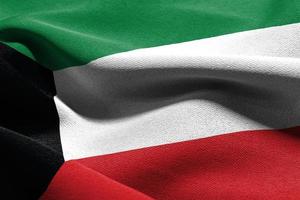 3d ilustração fechar-se bandeira do Kuwait foto