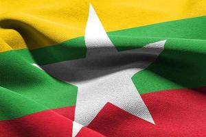 3d ilustração fechar-se bandeira do myanmar foto
