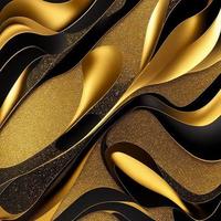 abstrato luxo gradiente ouro e Preto espiral cheio de curvas aceno, generativo arte de ai foto