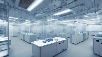 futurista moderno interior limpar \ limpo moderno laboratório, generativo arte de ai foto