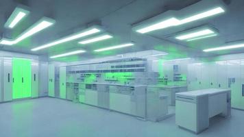 futurista moderno interior limpar \ limpo moderno laboratório com néon luz, generativo arte de ai