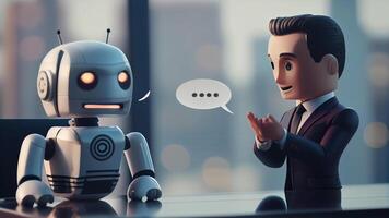 homem de negocios e robô chatbot com generativo ai tecnologia foto