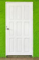 branco de madeira porta dentro verde concreto parede fundo